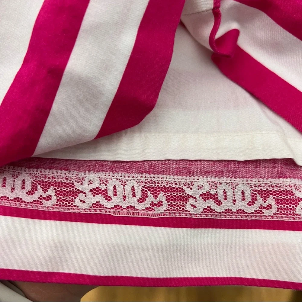 Lilly Pulitzer Striped Strapless Dress Pink White Peplum 598 - Picture 7 of 10